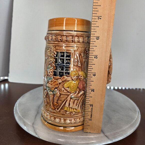 Vintage Made in Japan Beer Stein Tankard Relief Liebundlied Froh Gemut 3D Scene - Picture 13 of 14